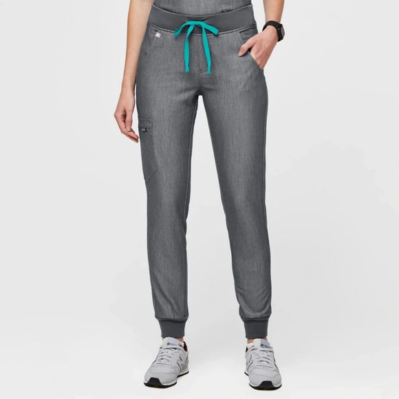 NWOT FIGS Technical Collection Zamora Jogger Scrub Pants Gray Aqua M - Picture 3 of 9